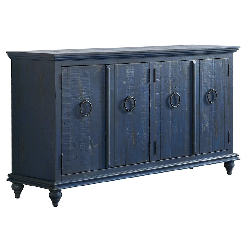 Meuble console TV Central Park en bois massif à 4 portes de 165 cm – 89 cm de haut x 165 cm de large x 46 cm de profondeur
