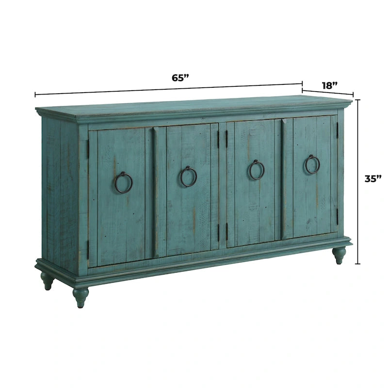 Meuble console TV Central Park en bois massif à 4 portes de 165 cm – 89 cm de haut x 165 cm de large x 46 cm de profondeur