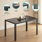 Table à manger 5 pièces en verre, chaises de cuisine modernes pour 4 personnes avec dossier haut en cuir PU