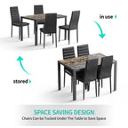 Table à manger 5 pièces en verre, chaises de cuisine modernes pour 4 personnes avec dossier haut en cuir PU