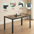 Table à manger 5 pièces en verre, chaises de cuisine modernes pour 4 personnes avec dossier haut en cuir PU