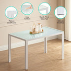 Table à manger 5 pièces en verre, chaises de cuisine modernes pour 4 personnes avec dossier haut en cuir PU