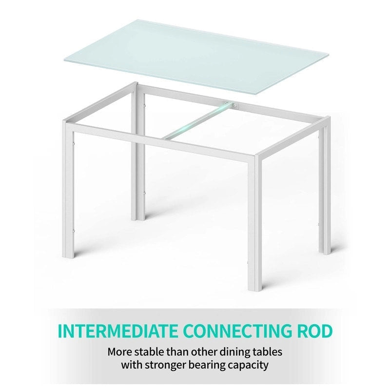 Table à manger 5 pièces en verre, chaises de cuisine modernes pour 4 personnes avec dossier haut en cuir PU