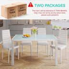 Table à manger 5 pièces en verre, chaises de cuisine modernes pour 4 personnes avec dossier haut en cuir PU