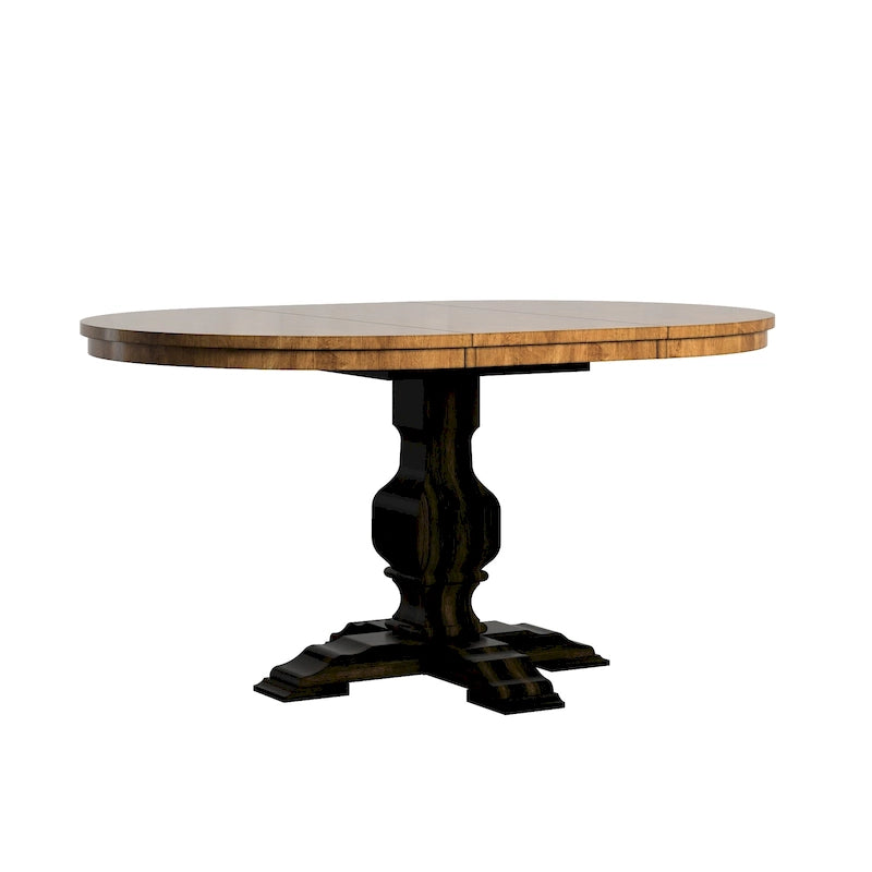Table de salle à manger ovale en bois massif bicolore