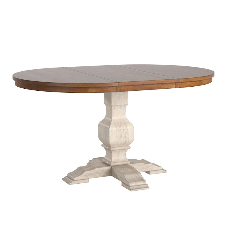 Table de salle à manger ovale en bois massif bicolore
