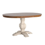 Table de salle à manger ovale en bois massif bicolore