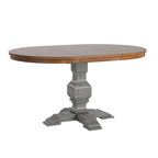 Table de salle à manger ovale en bois massif bicolore