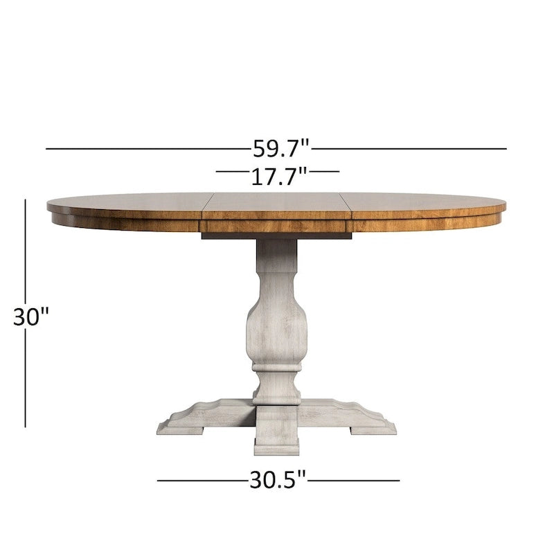 Table de salle à manger ovale en bois massif bicolore