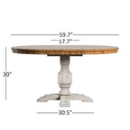 Table de salle à manger ovale en bois massif bicolore