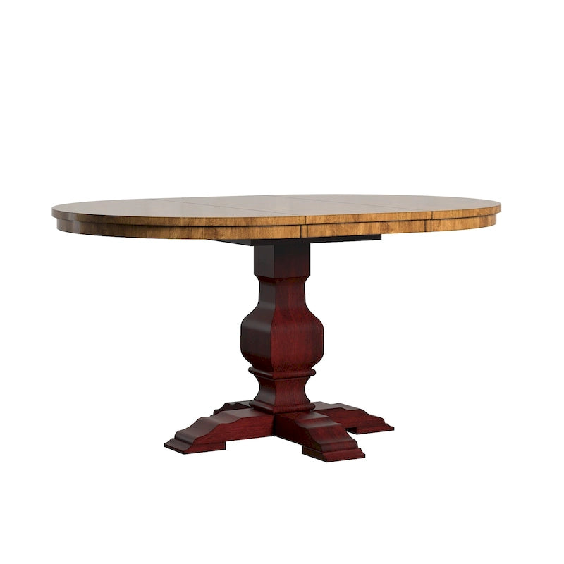 Table de salle à manger ovale en bois massif bicolore