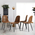 Chaise de salle à manger lot de 4 en tissu suédine avec pieds en métal noir