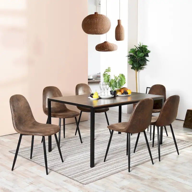 Chaise de salle à manger lot de 4 en tissu suédine avec pieds en métal noir