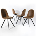 Chaise de salle à manger lot de 4 en tissu suédine avec pieds en métal noir
