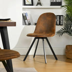 Chaise de salle à manger lot de 4 en tissu suédine avec pieds en métal noir