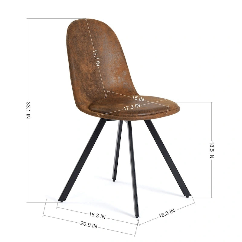 Chaise de salle à manger lot de 4 en tissu suédine avec pieds en métal noir