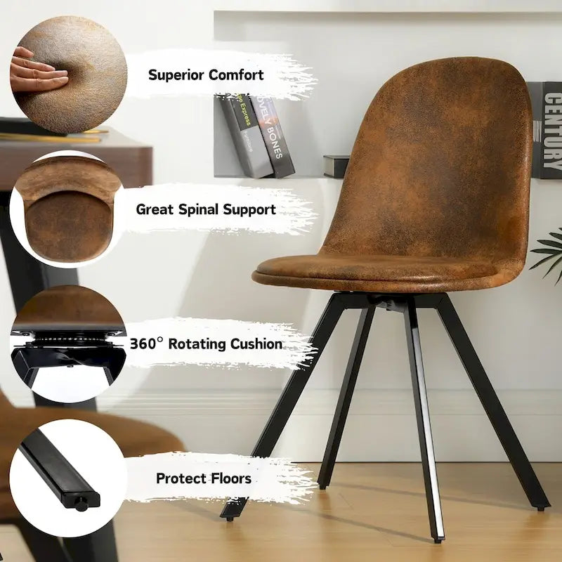 Chaise de salle à manger lot de 4 en tissu suédine avec pieds en métal noir