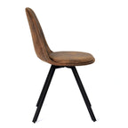 Chaise de salle à manger lot de 4 en tissu suédine avec pieds en métal noir