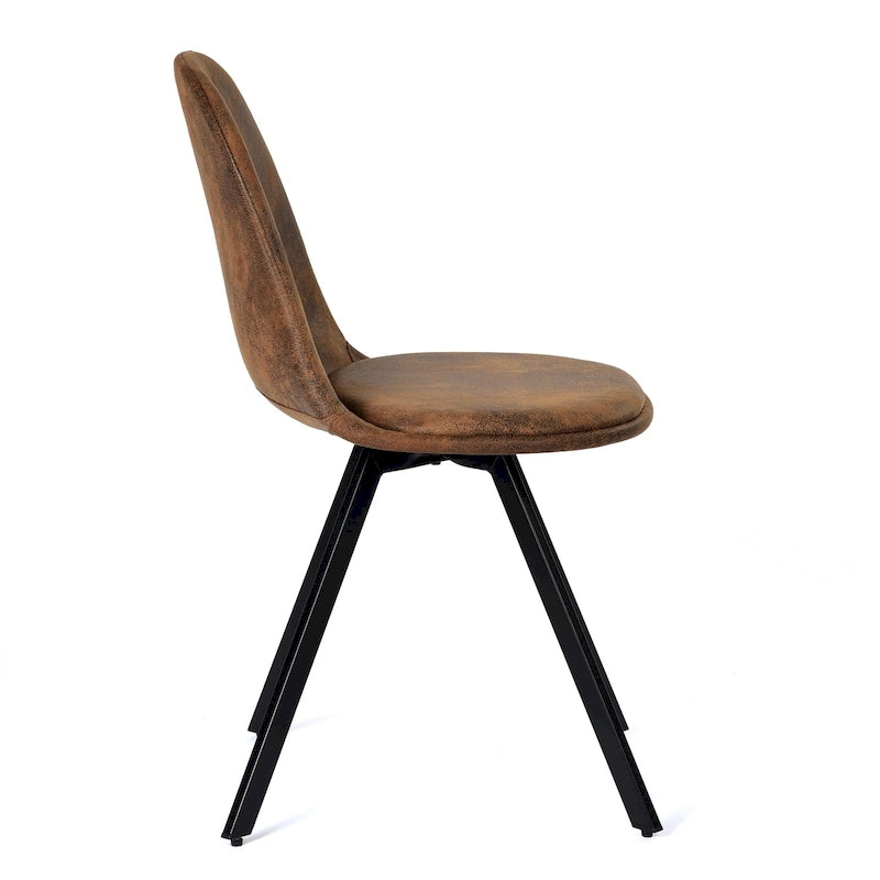 Chaise de salle à manger lot de 4 en tissu suédine avec pieds en métal noir