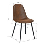 Chaise de salle à manger lot de 4 en tissu suédine avec pieds en métal noir