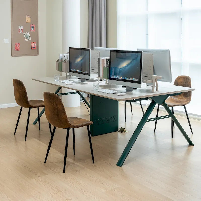 Chaise de salle à manger lot de 4 en tissu suédine avec pieds en métal noir
