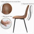 Chaise de salle à manger lot de 4 en tissu suédine avec pieds en métal noir