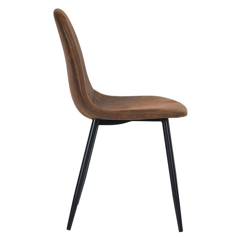 Chaise de salle à manger lot de 4 en tissu suédine avec pieds en métal noir
