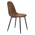 Chaise de salle à manger lot de 4 en tissu suédine avec pieds en métal noir