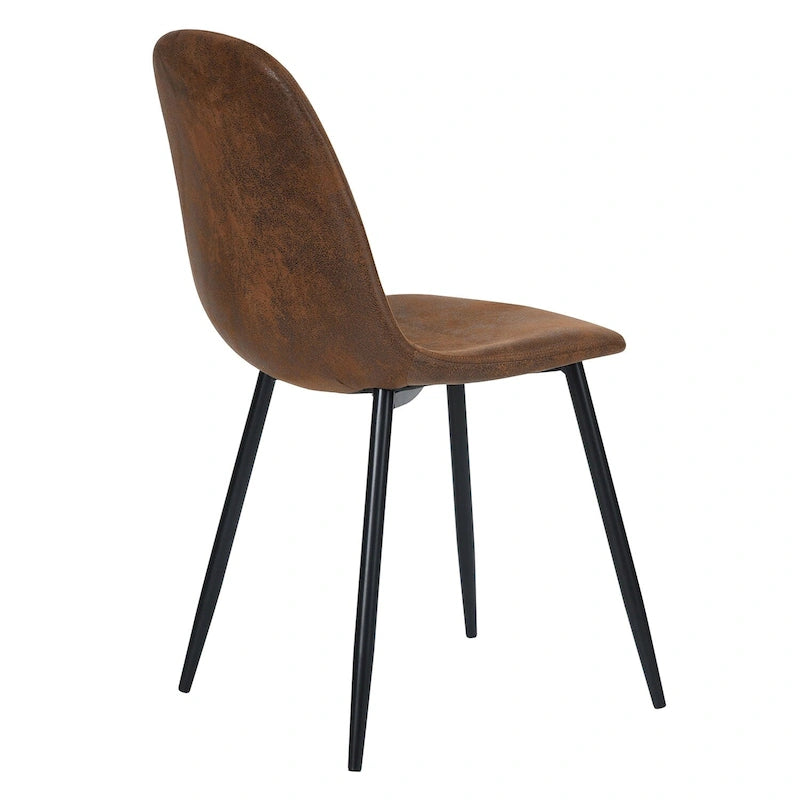 Chaise de salle à manger lot de 4 en tissu suédine avec pieds en métal noir
