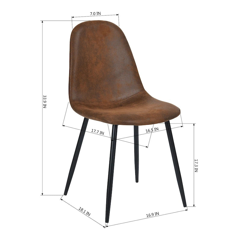 Chaise de salle à manger lot de 4 en tissu suédine avec pieds en métal noir