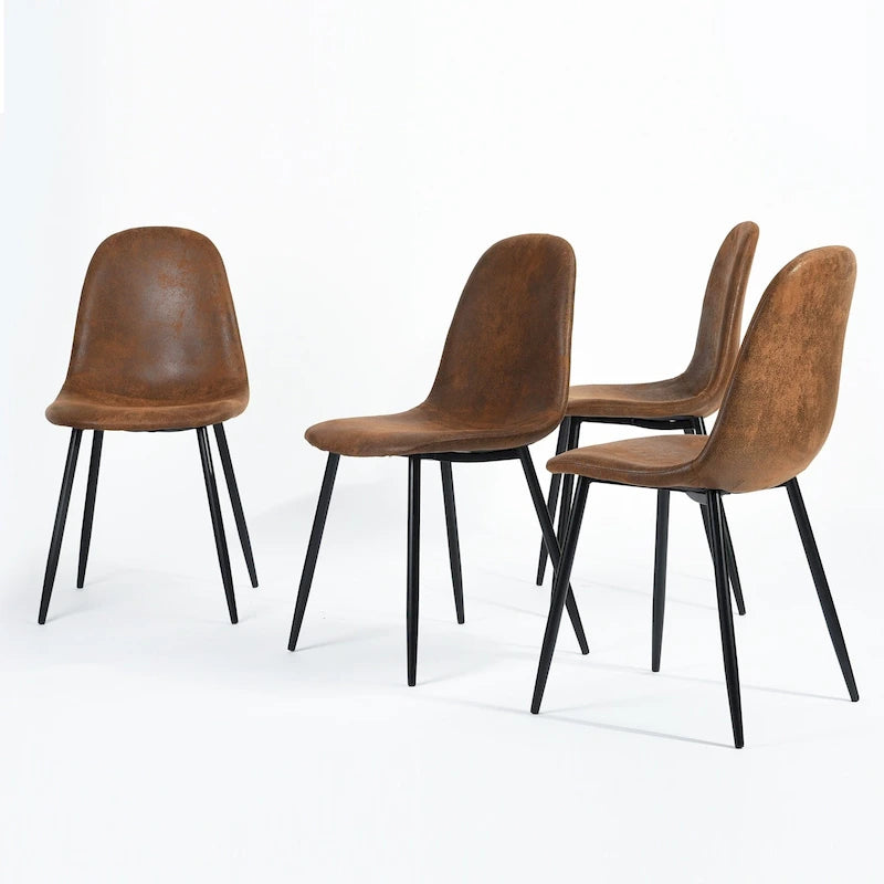 Chaise de salle à manger lot de 4 en tissu suédine avec pieds en métal noir