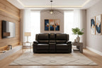 Causeuse inclinable manuelle en similicuir, style contemporain, largeur 72 po
