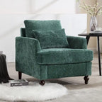 Fauteuil Chenille Rembourré en Bois Style Mid-Century pour Salon