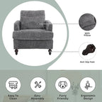 Fauteuil Chenille Rembourré en Bois Style Mid-Century pour Salon