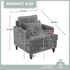Fauteuil Chenille Rembourré en Bois Style Mid-Century pour Salon