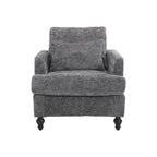 Fauteuil Chenille Rembourré en Bois Style Mid-Century pour Salon