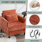 Fauteuil Chenille Rembourré en Bois Style Mid-Century pour Salon