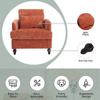 Fauteuil Chenille Rembourré en Bois Style Mid-Century pour Salon