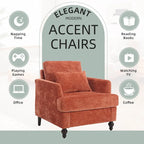 Fauteuil Chenille Rembourré en Bois Style Mid-Century pour Salon