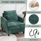 Fauteuil Chenille Rembourré en Bois Style Mid-Century pour Salon