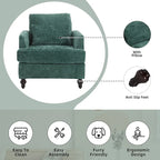 Fauteuil Chenille Rembourré en Bois Style Mid-Century pour Salon