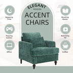 Fauteuil Chenille Rembourré en Bois Style Mid-Century pour Salon