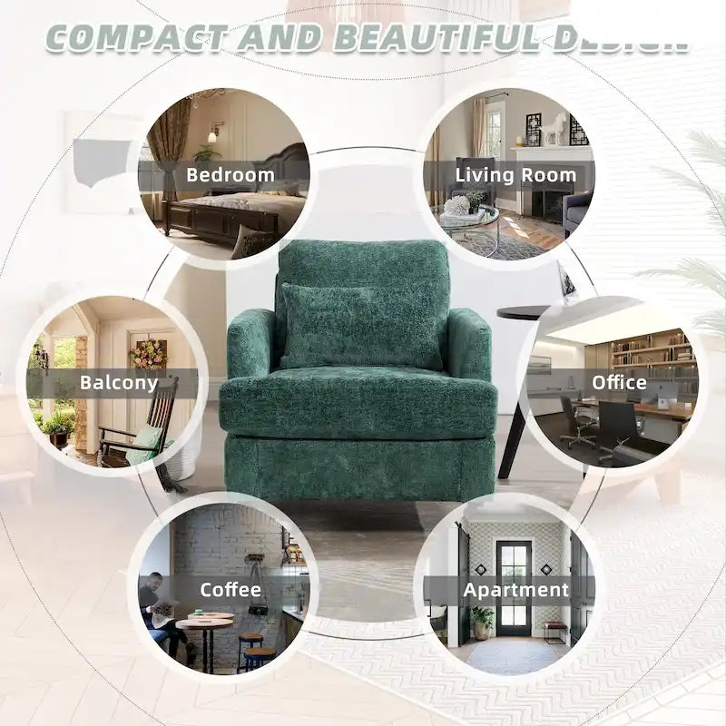 Fauteuil Chenille Rembourré en Bois Style Mid-Century pour Salon