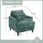 Fauteuil Chenille Rembourré en Bois Style Mid-Century pour Salon