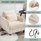 Fauteuil Chenille Rembourré en Bois Style Mid-Century pour Salon