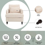 Fauteuil Chenille Rembourré en Bois Style Mid-Century pour Salon
