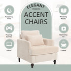 Fauteuil Chenille Rembourré en Bois Style Mid-Century pour Salon
