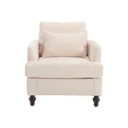 Fauteuil Chenille Rembourré en Bois Style Mid-Century pour Salon