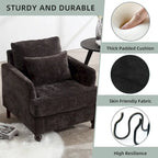 Fauteuil Chenille Rembourré en Bois Style Mid-Century pour Salon