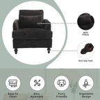 Fauteuil Chenille Rembourré en Bois Style Mid-Century pour Salon